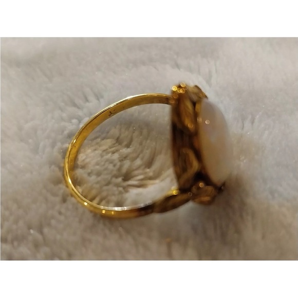 Antique Estate 10KT YELLOW GOLD OPAL leaf RING π π€ π - Picture 6 of 9